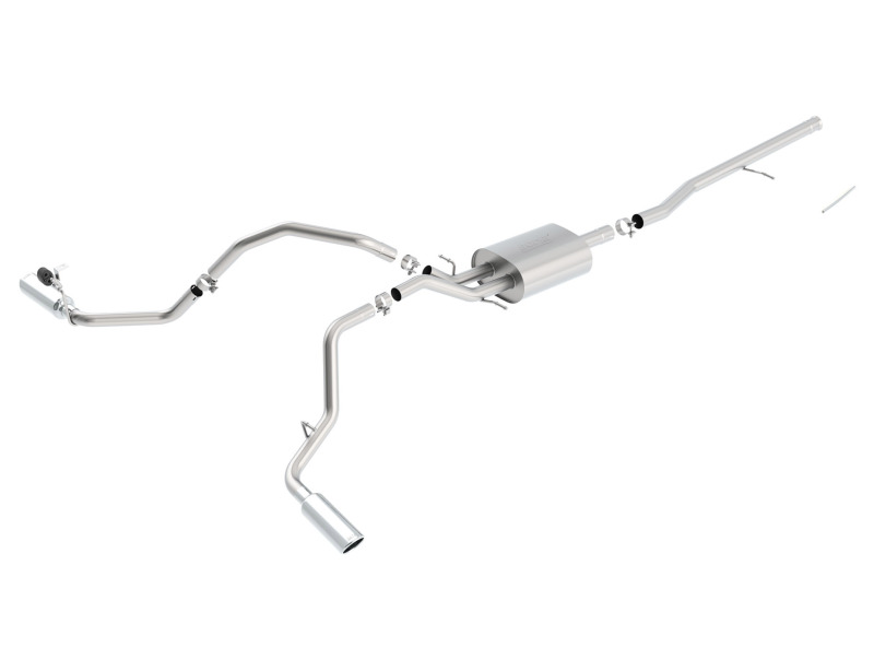 Borla 14 Silv/Sierra C/B Exhaust S-Type 1500 5.3L V8 AT/MT 2&4WD Ext Cab Split Side Exit
