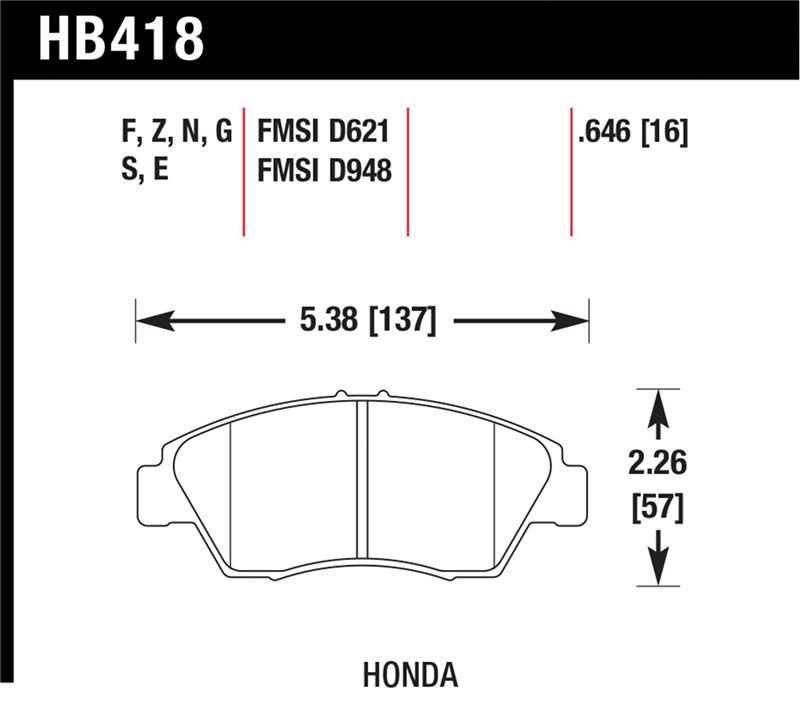 Hawk 02-06 RSX (non-S) Front / 03-11 Civic Hybrid / 04-05 Civic Si HP DTC-60 Front Race Brake Pads