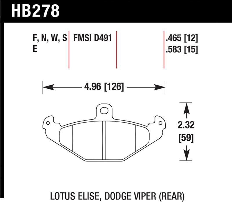 Hawk Lotus Elise 12mm Ht-10 Rear Race Brake Pads
