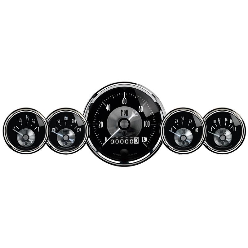 Autometer Prestige Series Black Diamond 3-3/8in Electric Speedometer 2-1/16in Electric Oil Pressure