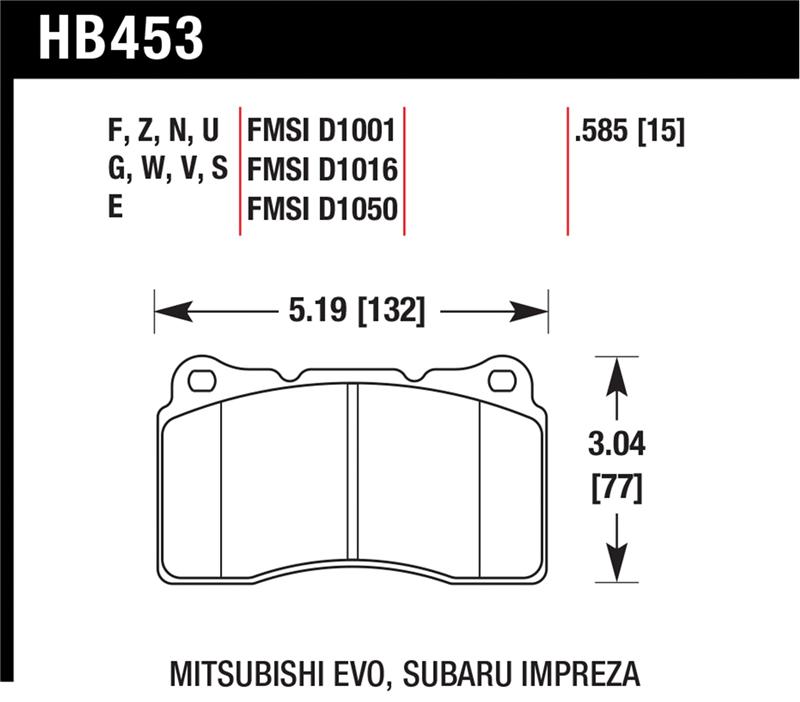 Hawk Street HPS 5.0 Frt Brake Pad Brembo 03-06 Evo / 04-14 STI / 09-10 Evo / 09-10 Genesis /04-08 TL