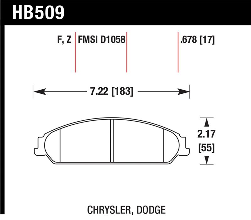 Hawk 2013-2014 Chrysler 200 (w/XR1 Brakes) HPS 5.0 Front Brake Pads