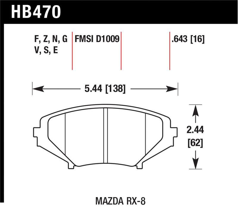 Hawk 2004-2011 Mazda RX-8 Grand Touring HPS 5.0 Front Brake Pads
