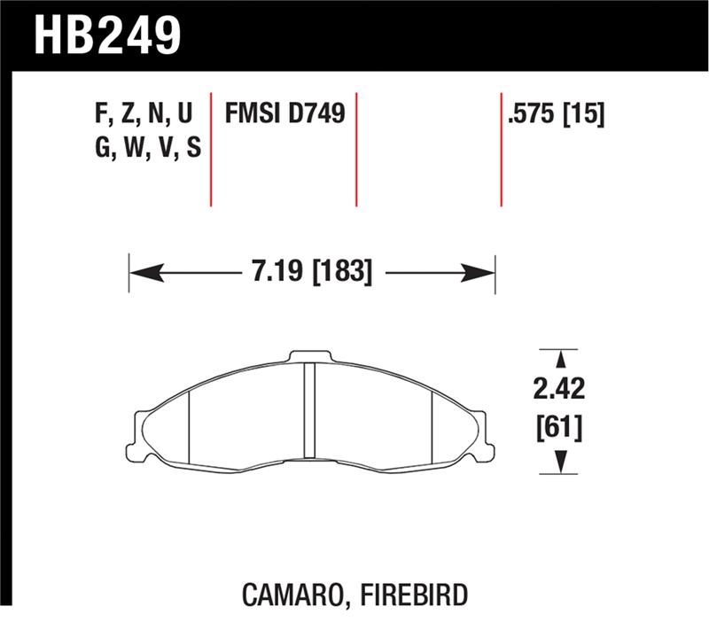 Hawk 1998-2002 Chevrolet Camaro SS 5.7 HPS 5.0 Front Brake Pads