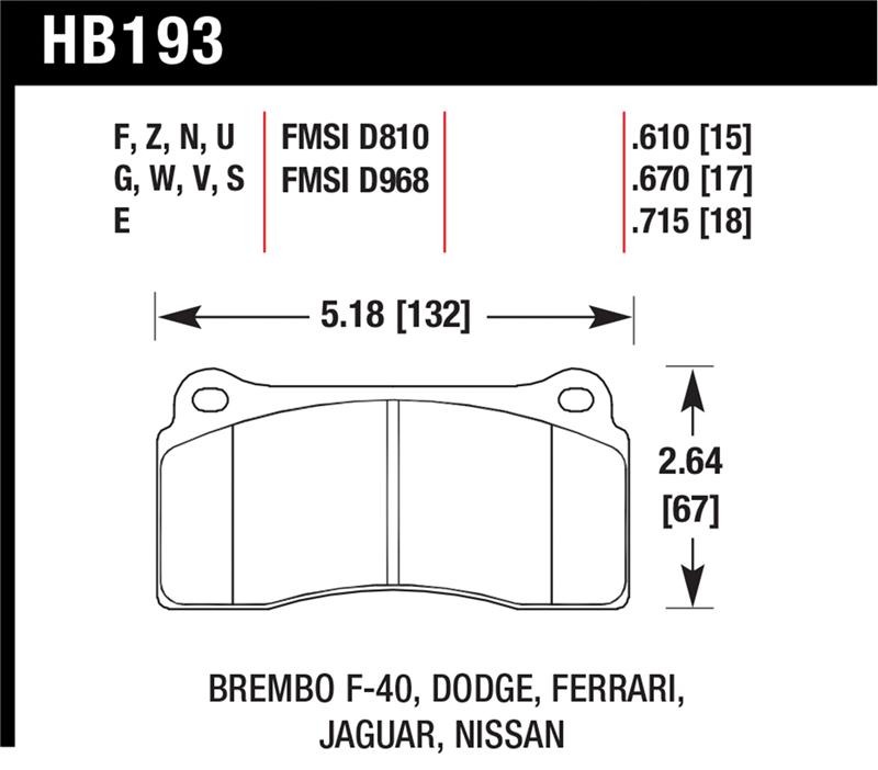 Hawk 2003-2006 Dodge Viper SRT-10 HPS 5.0 Front Brake Pads