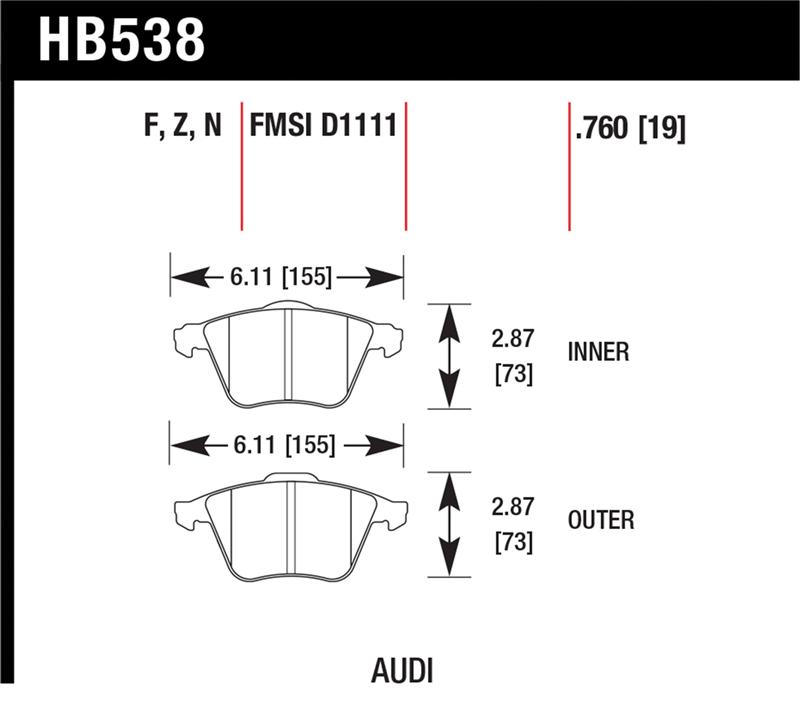 Hawk 2009-2009 Audi A4 Cabriolet HPS 5.0 Front Brake Pads