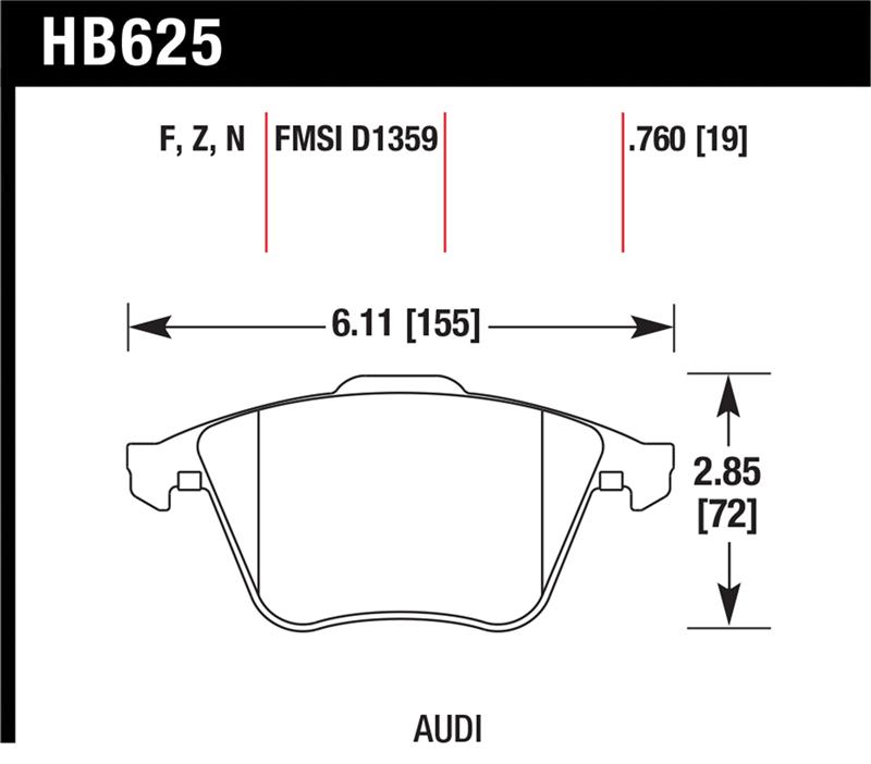 Hawk 2001-2010 Audi S3 European HPS 5.0 Front Brake Pads