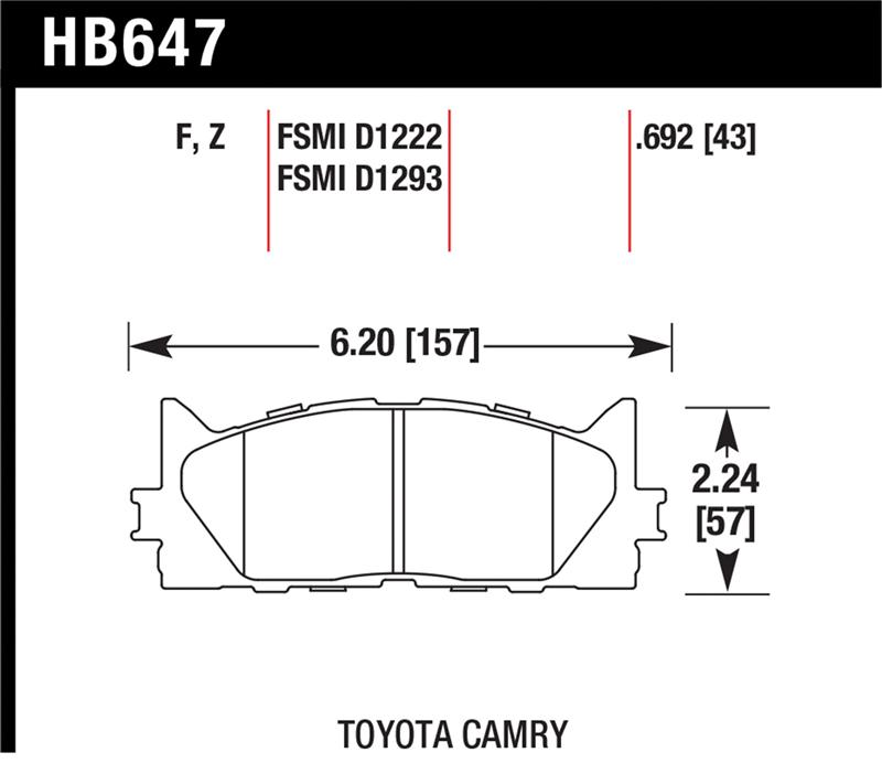 Hawk 2013-2014 Lexus ES300h HPS 5.0 Front Brake Pads