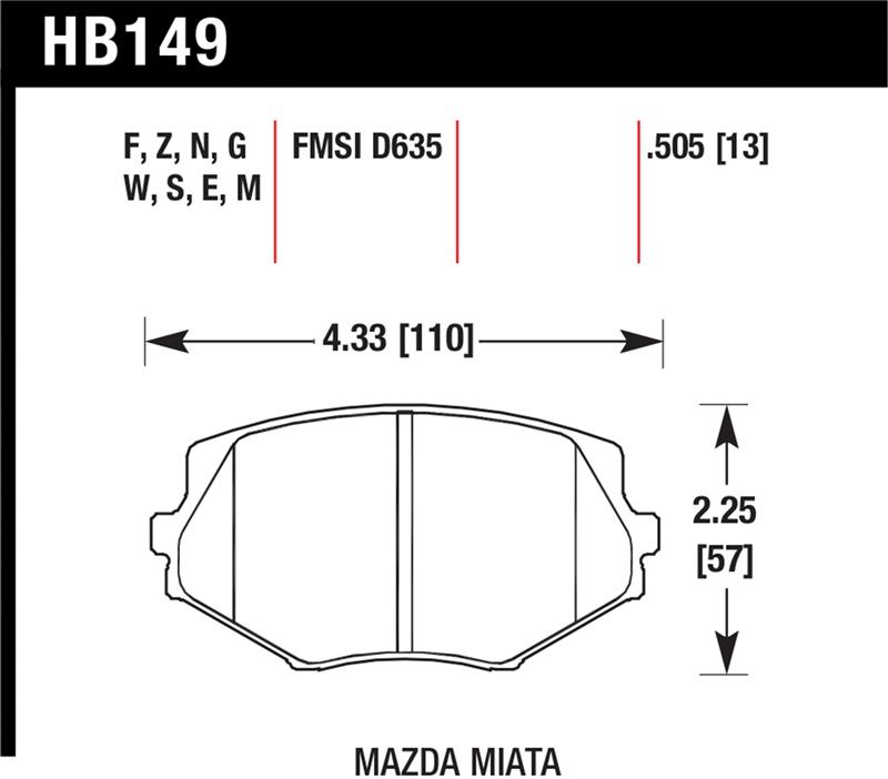 Hawk 1994-1997 Mazda Miata HPS 5.0 Front Brake Pads