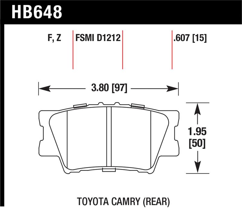 Hawk 2013-2014 Lexus ES300h HPS 5.0 Rear Brake Pads