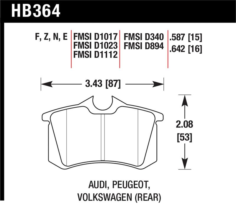 Hawk 2010-2013 Audi A3 TDI HPS 5.0 Rear Brake Pads