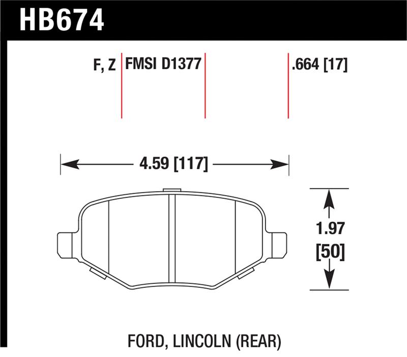 Hawk Ford Edge/Explorer/Flex/Taurus/ Lincoln MKS/MKT/MKX HPS Rear Brake Pads