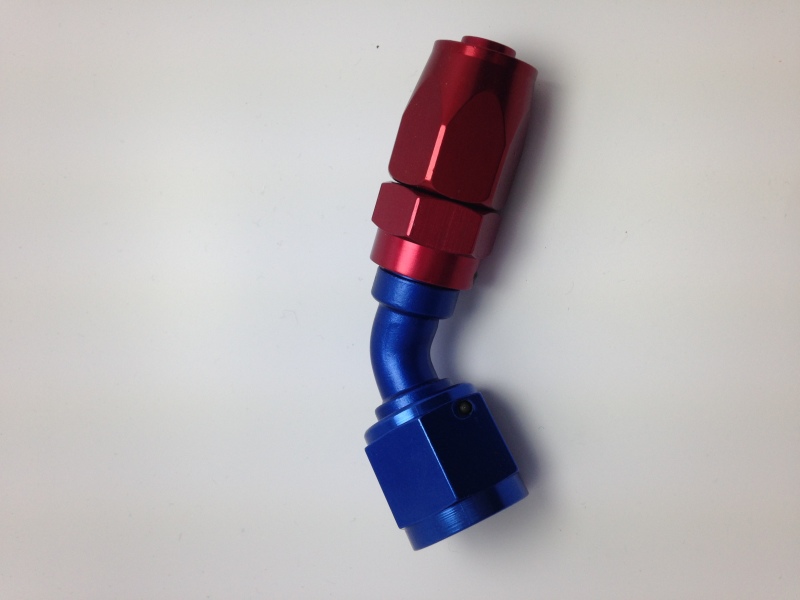 Fragola -10AN Fem x -8AN Hose 45 Degree Reducing Hose End - Blue/Red