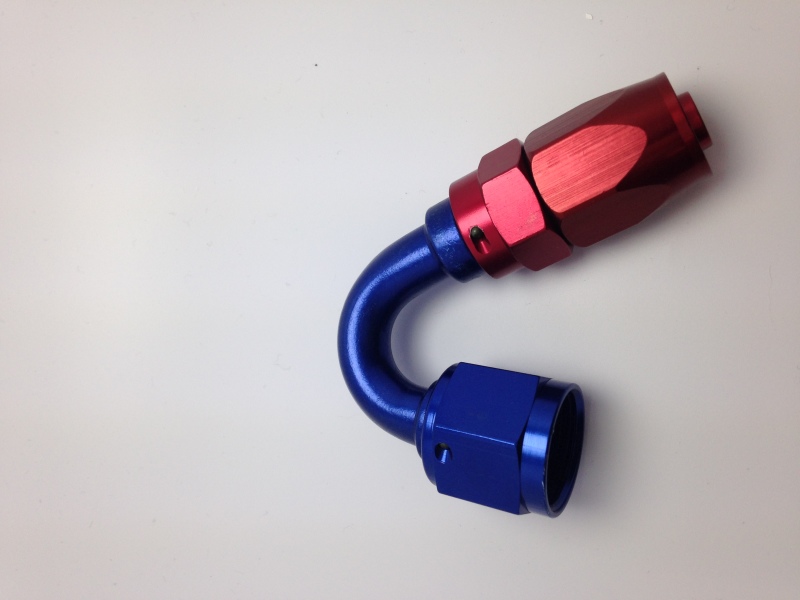 Fragola -10AN Fem x -8AN Hose 150 Degree Reducing Hose End - Blue/Red