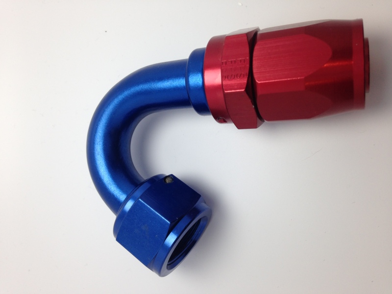Fragola -10AN Nut x -12AN Hose Reducing Hose End - Blue/Red 150 Degree