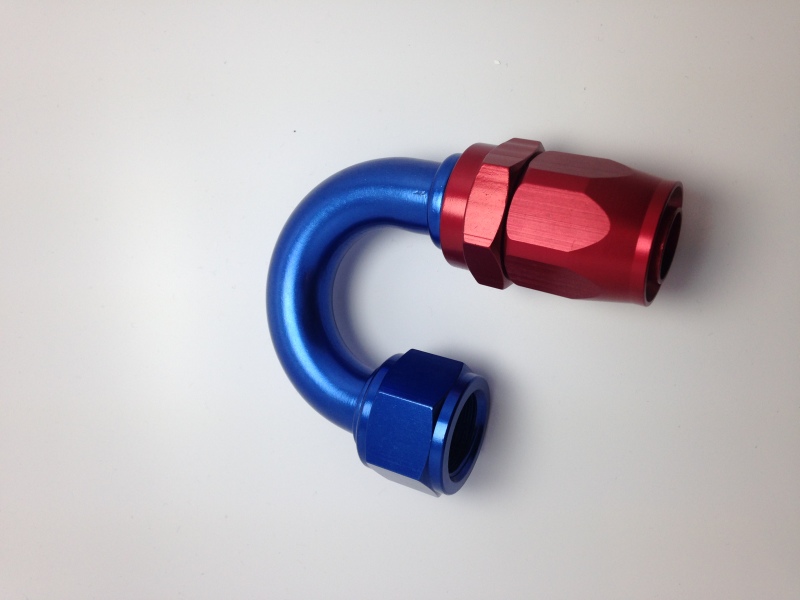 Fragola -10AN Nut x -12AN Hose Reducing Hose End - Blue/Red 180 Degree