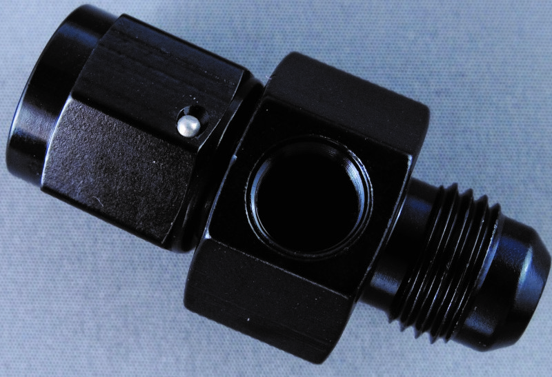 Fragola Inline Gauge Adapter -6AN Male x -6AN Fem - Black
