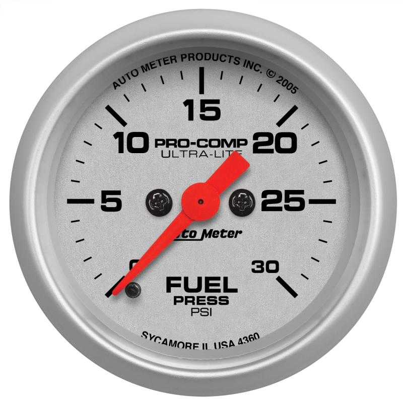 Autometer Ultra-Lite 52mm 0-30 PSI Full Sweep Electronic Fuel Pressure Gauge