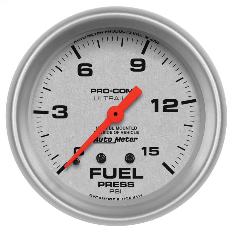 Autometer Ultra-Lite 2 5/8inMechanical Fuel Pressure Gauge 15psi