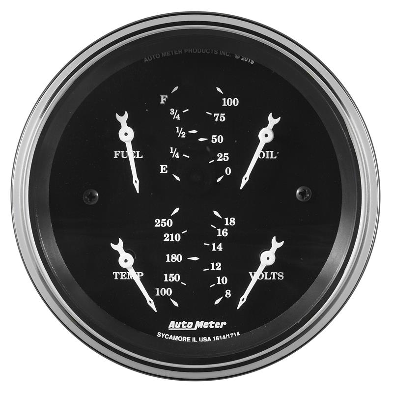 Auto Meter Gauge Quad 3 3/8in 0E-90F Elec Old Tyme Black