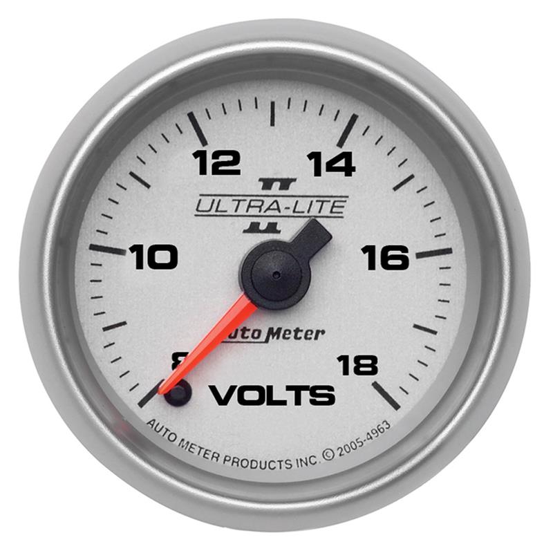 Autometer Ultra-Lite II 52mm 18 Volt Digital Stepper Motor Voltmeter