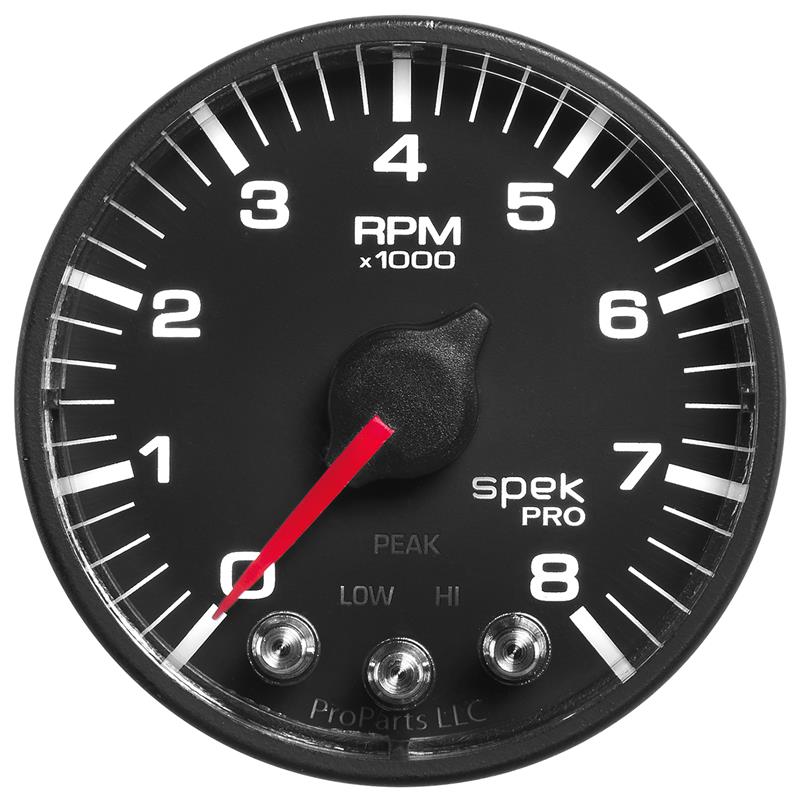 Autometer Spek-Pro Black 2 1/16 inch 8K RPM Tach w/ Shift Light and Peak Memory