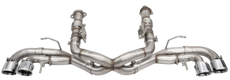 Corsa 20-25 Corvette C8 3in Xtreme Cat-Back Exhaust 4.5in Pol Quad Tips - Integrates stock AFM Valve