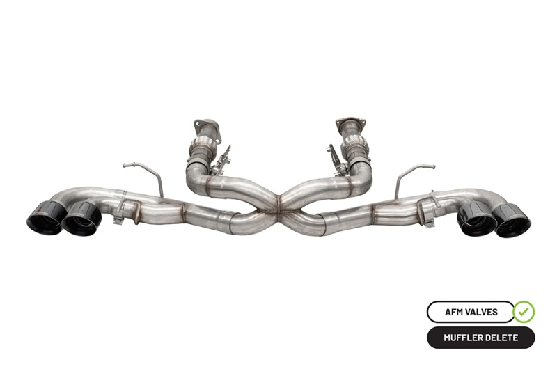 Corsa 20-25 Corvette C8 3in Xtreme Cat-Back Exhaust 4.5in Blk Quad Tips - Integrates stock AFM Valve