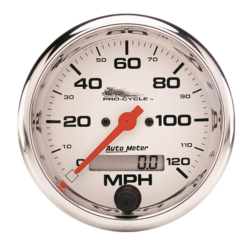 Autometer Pro-Cycle Gauge Speedo 3 3/4in 120 Mph Elec White