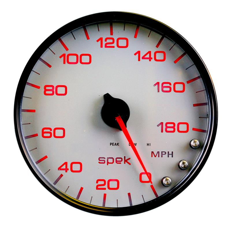 Autometer Spek-Pro Gauge Speedometer 5in 180 Mph Elec. Programmable White/Black