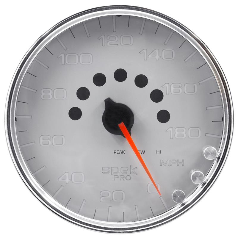 Autometer Spek-Pro Gauge Speedometer 5in 180 Mph Elec. Programmable Silver/Chrome