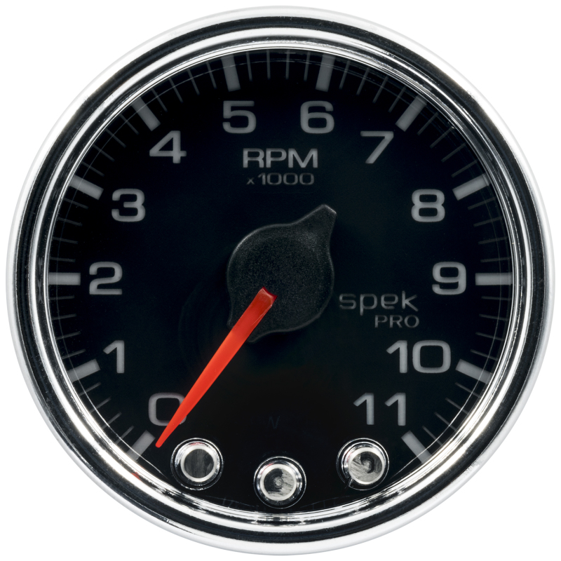 Autometer Spek-Pro Gauge Tach 2 1/16in 11K Rpm W/ Shift Light & Peak Mem Blk/Chrm