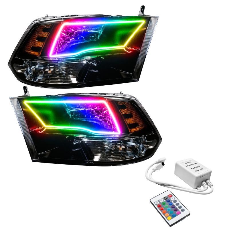 Oracle 09-17 RAM 1500 Quad Pre-Assembled Headlights Blk Housing - w/ Simple Controller