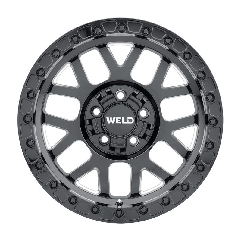 Weld Off-Road W902 17X10 Cinch Beadlock 5X127 5X139.7 ET-24 BS4.50 Gloss BLK MIL / BLK Ring 87.1