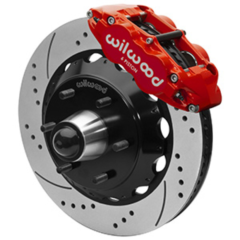 Wilwood 63-87 C10 FNSL6R Front Big Brake Kit 14in drill/slot 6x5.5 BP for drop spindles - Red