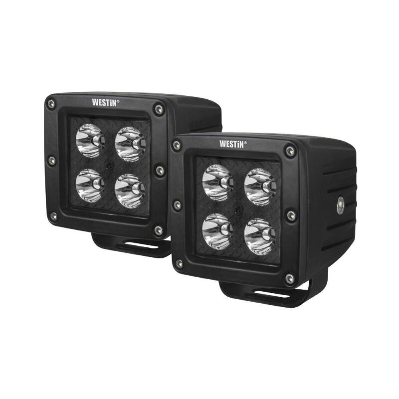 Westin HyperQ LED Auxiliary Lights 3in x 3in cube 20w Flood - Black