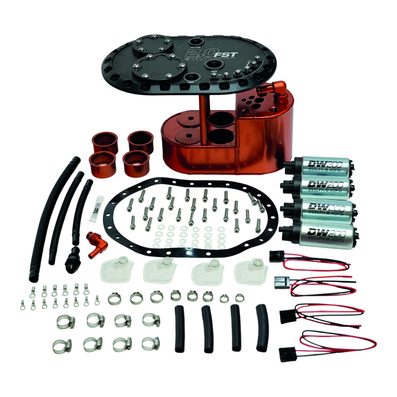 DeatschWerks 2.0L Staged Fuel Cell Surge Tank (Includes 4 DW200 Fuel Pumps)