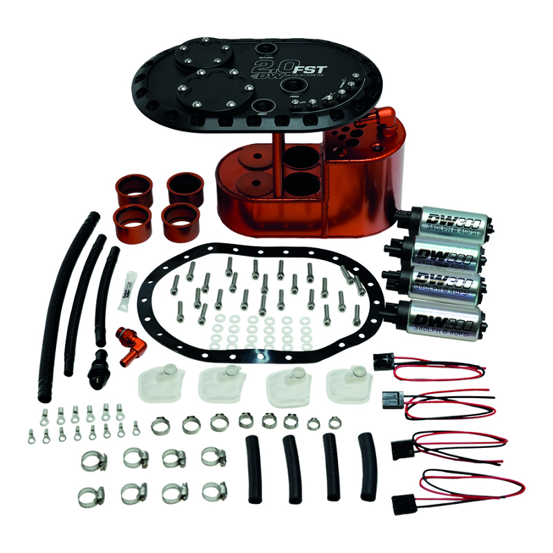 DeatschWerks 2.0L Staged Fuel Cell Surge Tank (Includes 4 DW300 Fuel Pumps)