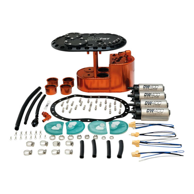 DeatschWerks 2.0L Staged Fuel Cell Surge Tank (Includes 4 DW400 Fuel Pumps)