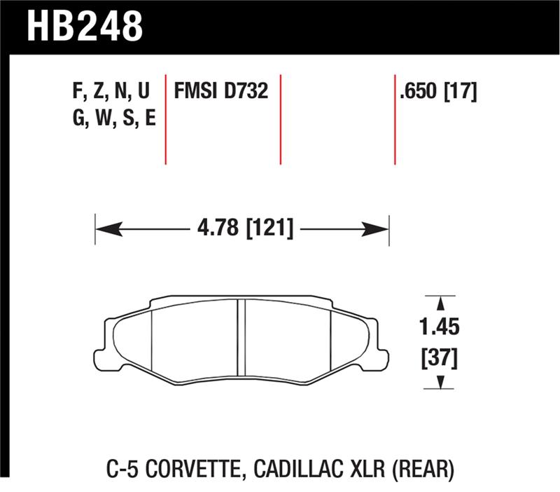 Hawk 97-06 Corvette (incl C5 Z06) Performance Ceramic Street Rear Brake Pads