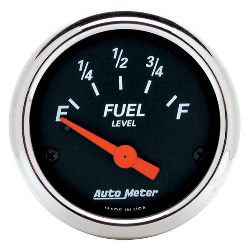 AutoMeter Gauge Fuel Level 2-1/16in. 0 Ohm(e) to 30 Ohm(f) Elec Designer Black