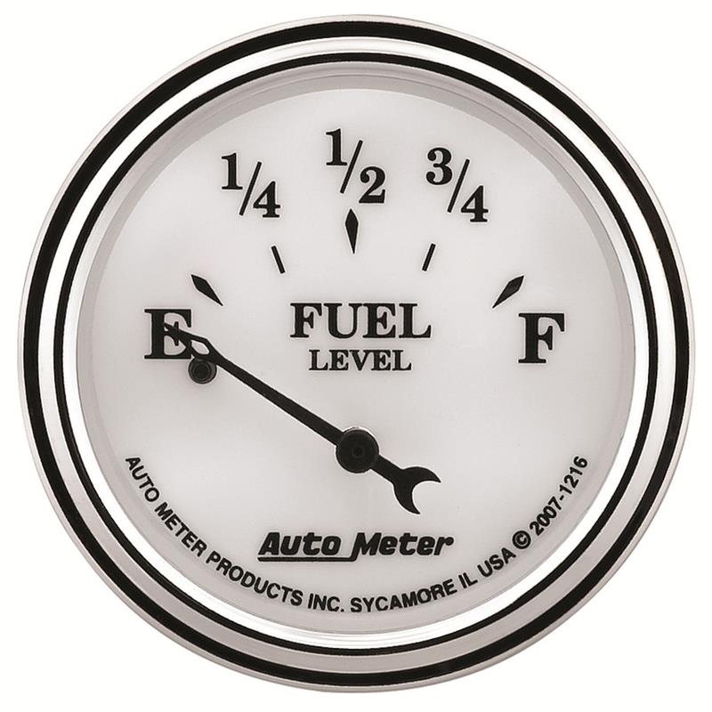 AutoMeter Gauge Fuel Level 2-1/16in. 240 Ohm(e) to 33 Ohm(f) Elec Old Tyme White II