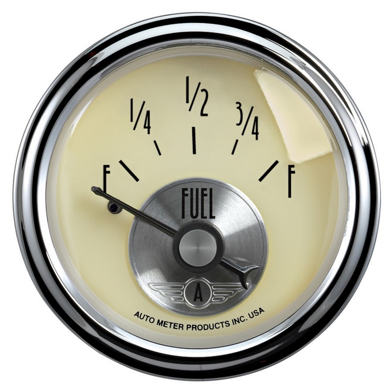 AutoMeter Gauge Fuel Level 2-1/16in. 240 Ohm(e) to 33 Ohm(f) Elec Prestige Antique. Ivory