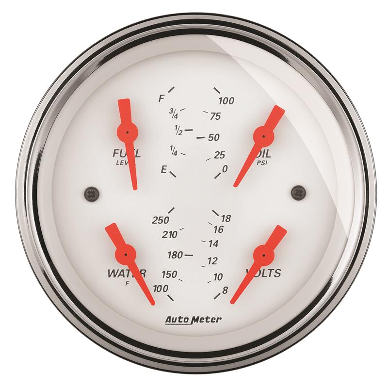 AutoMeter Gauge Quad 3-3/8in. 0 Ohm(e) to 90 Ohm(f)Elec Arctic White