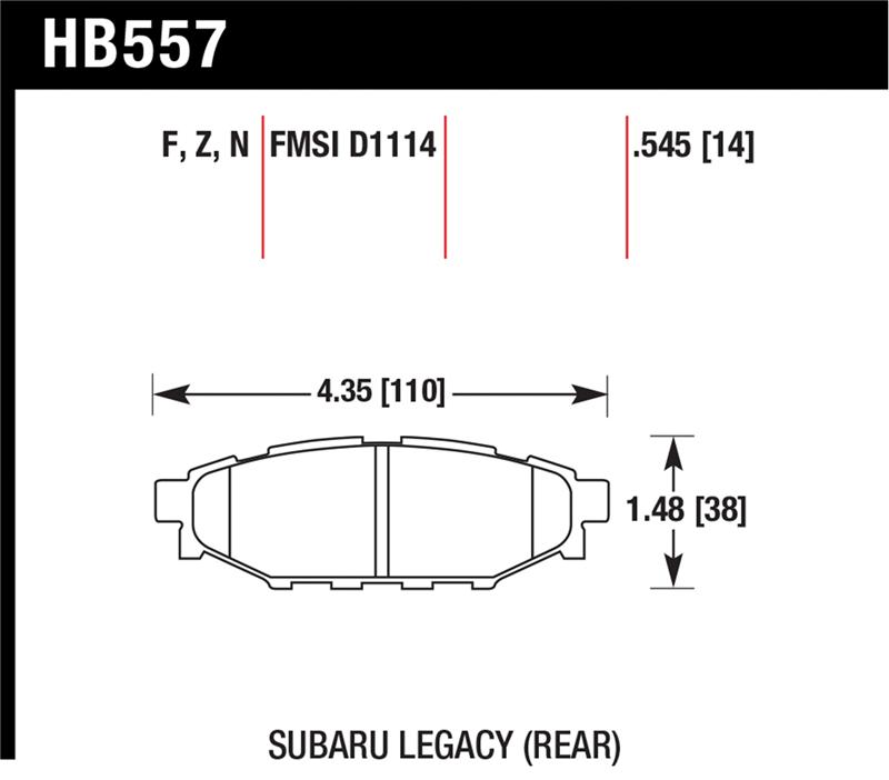 Hawk 08 WRX Rear HP+ Street Brake Pads