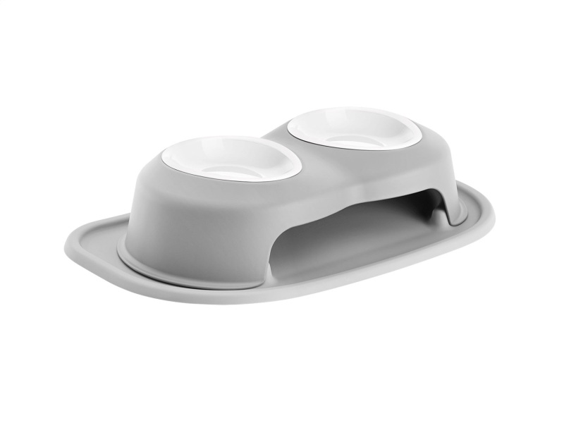 WeatherTech Pet Feeding System Double High 16oz 4in. Poly Bowl - Light Grey