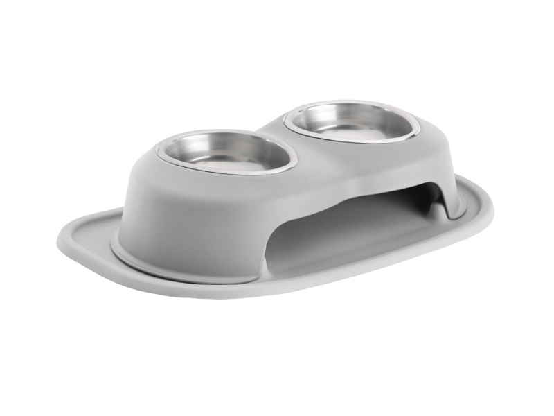 WeatherTech Pet Feeding System Double High 16oz 4in. Stainless Bowl - Light Grey