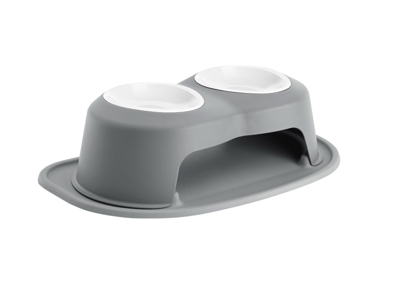 WeatherTech Pet Feeding System Double High 32oz 6in. Poly Bowl - Dark Grey