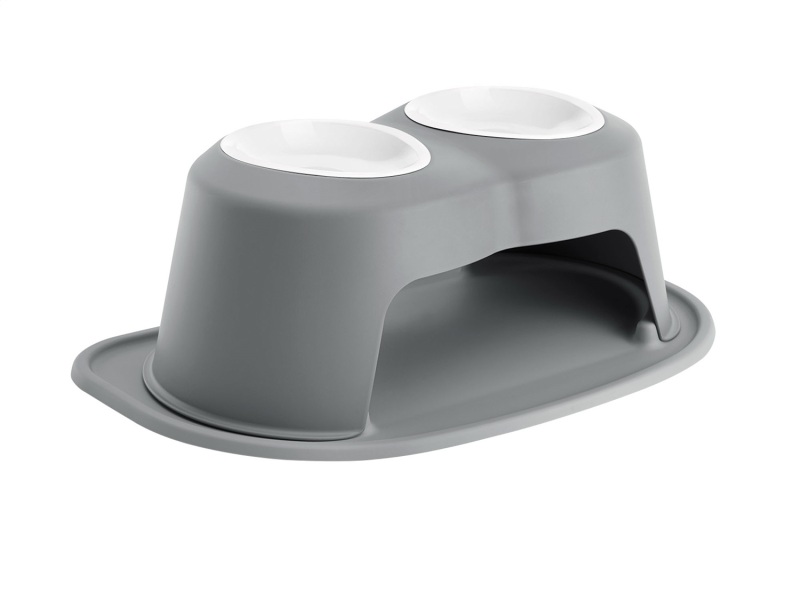 WeatherTech Pet Feeding System Double High 32oz 8in. Poly Bowl - Dark Grey