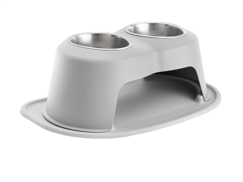 WeatherTech Pet Feeding System Double High 32oz 8in. Stainless Bowl - Light Grey